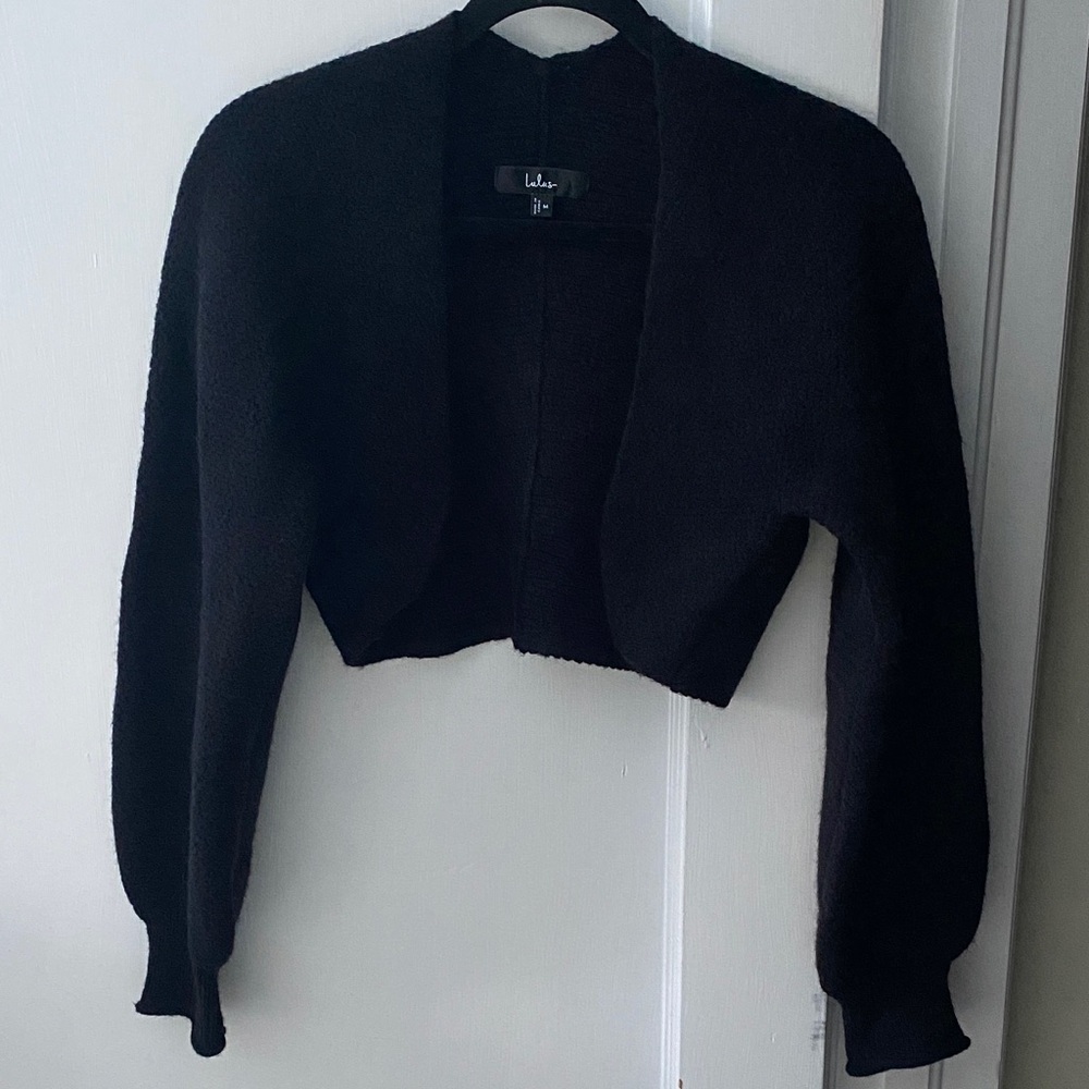 Lulus Warm Comfort Black Long Sleeve Open-Front Shrug Sweater